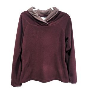 Prana Womens Twisty Fleece Velvet Pullover Sweater Size Large Maroon Athleisure